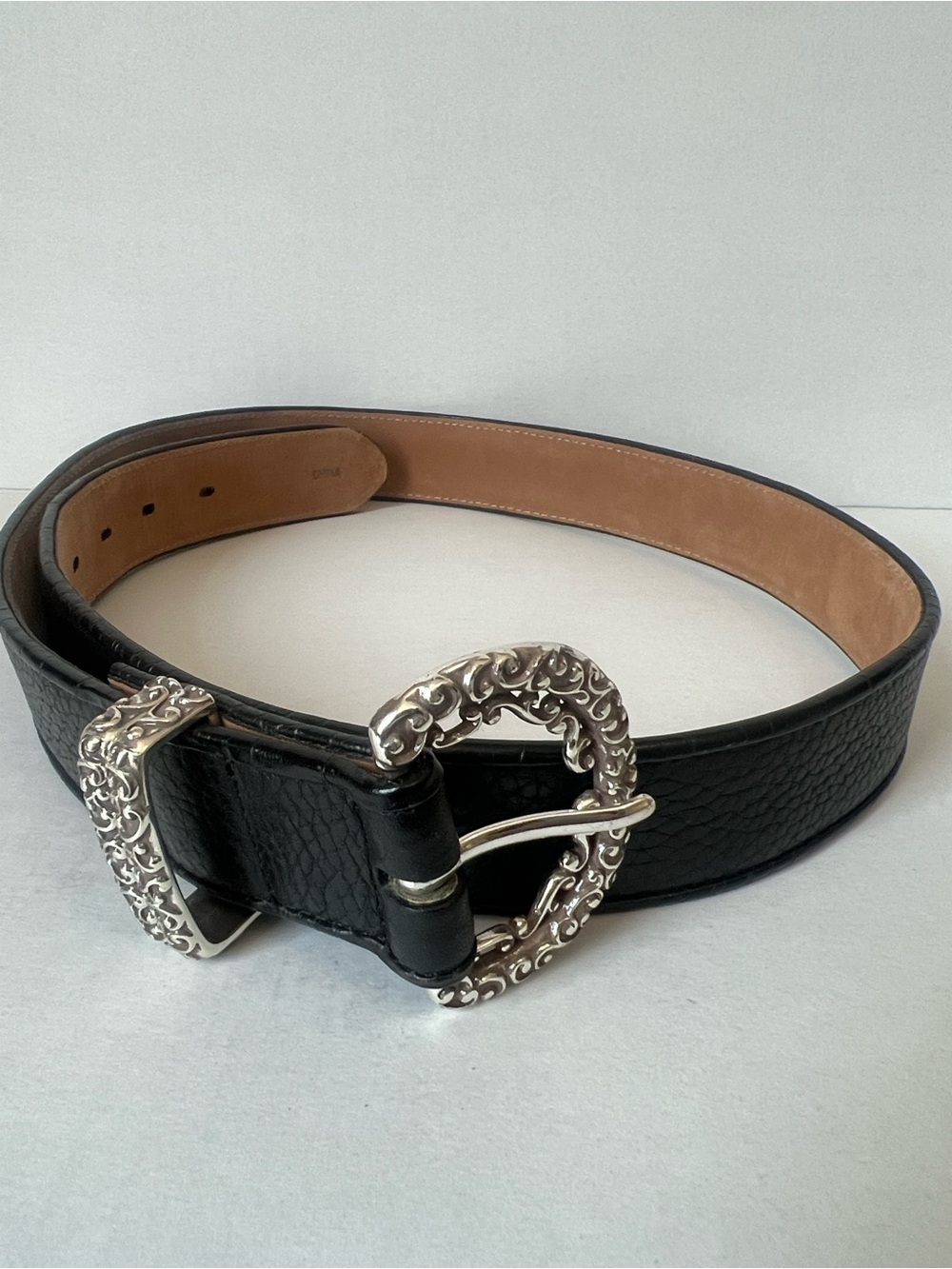 Brighton Black Belt with Decorative Silver Buckle